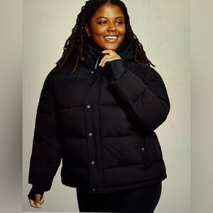 BCBGeneration Women’s Plus Size High - Low Hooded Puffer Coat